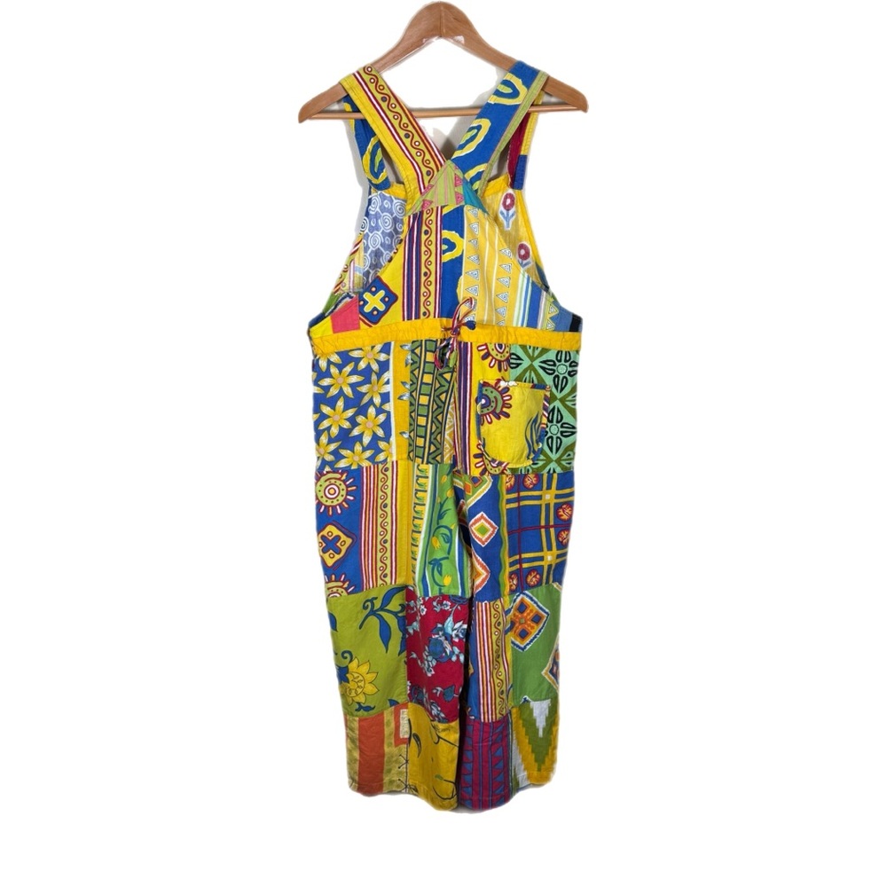 Sacred Threads Vintage Patchwork Overalls Romper M Cottagecore Hippie Boho - Picture 5 of 14